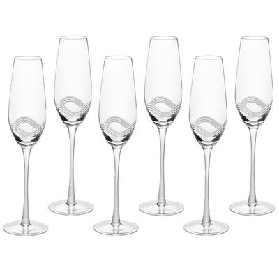 Simcha Crystal Champagne Lead Free Cystal Glasses-Set of 6pc 215ml Capacity