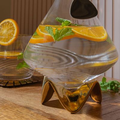 Alchemist Spirit  Lead Free Crystal Decanter with Gold Arch Base 1 Liter Capacity