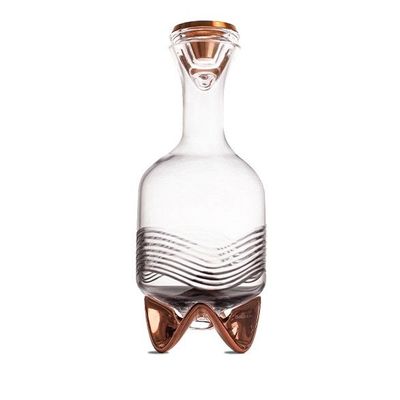 Alpha Whiskey  Lead Free Crystal Decanter with Rose Gold Arch Base 1 Liter Capacity