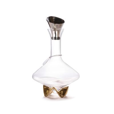 Wavemaker Wine  Lead Free Crystal Decanter with Gold Arch Base 1 Liter Capacity