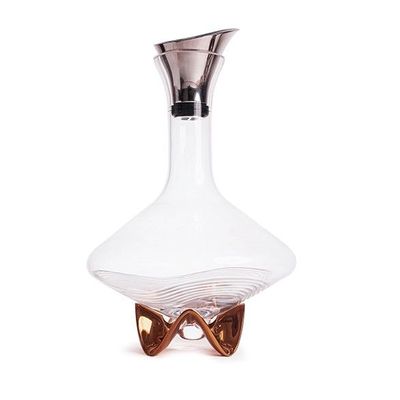 Wavemaker Wine  Lead Free Crystal Decanter with Rose Gold Arch Base 1 Liter Capacity