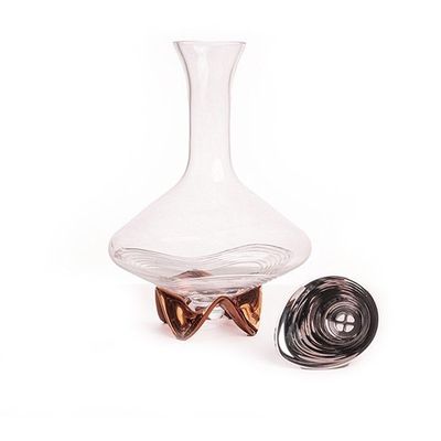 Wavemaker Wine  Lead Free Crystal Decanter with Rose Gold Arch Base 1 Liter Capacity