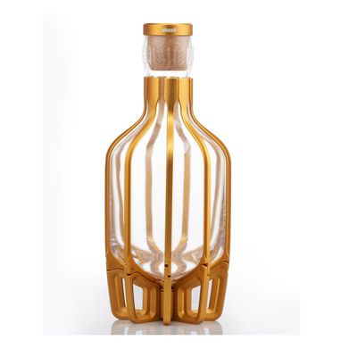 The Cage Lead Free Crystal Decanter - Gold  1 Liter Capacity