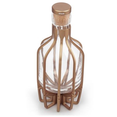 The Cage  Lead Free Crystal  Decanter - Rose Gold 1 Liter Capacity