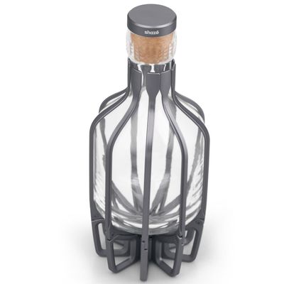 The Cage Lead Free Crystal   Decanter- Gunmetal Silver 1 Liter Capacity