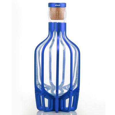 The Cage  Lead Free Crystal  Decanter-  Blue 1 Liter Capacity