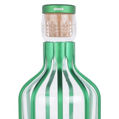 The Cage  Lead Free Crystal  Decanter- Green 1 Liter Capacity