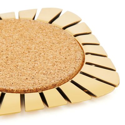 The AMP Stainless Steel & Cork  Coaster - Gold  Set of 2pc