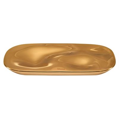 The Flow Hot & Cold Serving Platter Stainless Steel- Gold