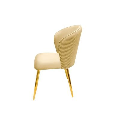 Maple Home Modern Velvet Dining Armless chair Queen Curved Backrest Golden Metal Frame Nordic Leisure Kitchen Living Indoor Parties Functional Furniture