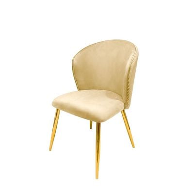 Maple Home Modern Velvet Dining Armless chair Queen Curved Backrest Golden Metal Frame Nordic Leisure Kitchen Living Indoor Parties Functional Furniture