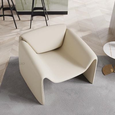 Maple Home Nordic Leather Lounge Chair Lazy Sofa Arm Chair Comfortable Backrest Single Leisure Soft Seat Moulded Edges Wide Back  Living Room Furniture.