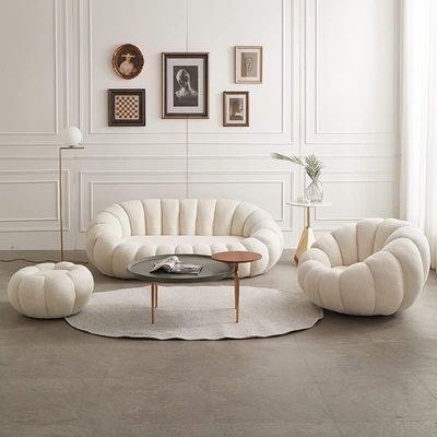 Maple Home Decoration Lamb Fleece Sofa White Three Seater 1 pcs 180cm Modern Nordic Flower Minimalist Style Sofa For Living Room Cafe Hotel Shop Home Furniture