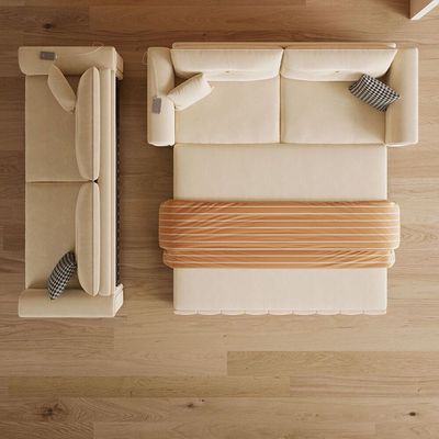 Sofa Bed, Pull-out Sofa Come Bed with Storage Box Side Pockets USB Port - 130 cm Outside - Off White