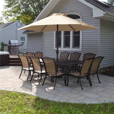 Velcro Round Outdoor Umbrella with Rotating Handle UV-Resistant Canopy for Patio & Garden Valet Parking