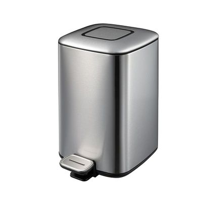 Stainless Steel Top In Fingerprint-Resistant With Soft Closing Pedal Bin 6 Liters