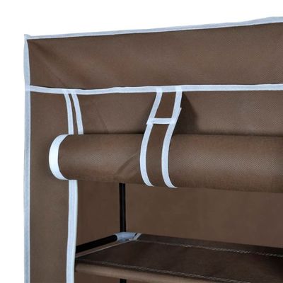 vidaXL Fabric Shoe Cabinet with Cover 162 x 57 x 29 cm Brown