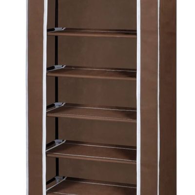 vidaXL Fabric Shoe Cabinet with Cover 162 x 57 x 29 cm Brown