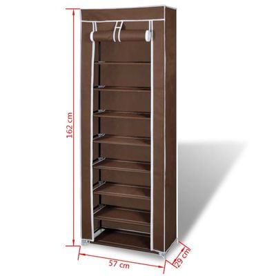 vidaXL Fabric Shoe Cabinet with Cover 162 x 57 x 29 cm Brown