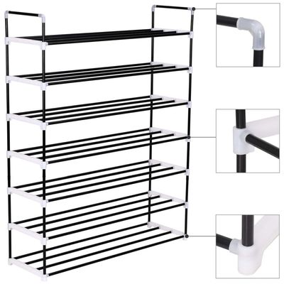 vidaXL Shoe Rack with 7 Shelves Metal and Plastic Black