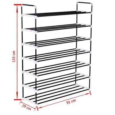 vidaXL Shoe Rack with 7 Shelves Metal and Plastic Black