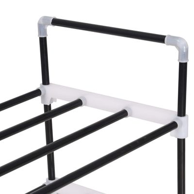 vidaXL Shoe Rack with 7 Shelves Metal and Plastic Black