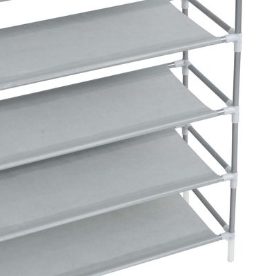 vidaXL Shoe Rack with 10 Shelves Metal and Non-woven Fabric Silver