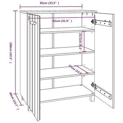 vidaXL Shoe Cabinet HAMAR Dark Grey 85x40x108 cm Solid Wood Pine