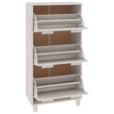 vidaXL Shoe Cabinet HAMAR White 59.5x35x117 cm Solid Wood Pine