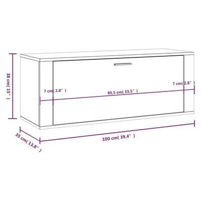 vidaXL Wall Shoe Cabinet White 100x35x38 cm Engineered Wood