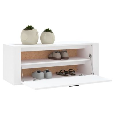 vidaXL Wall Shoe Cabinet White 100x35x38 cm Engineered Wood