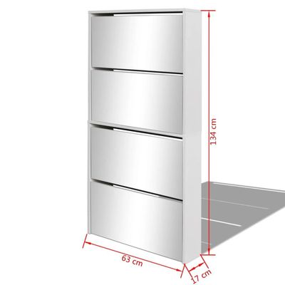 vidaXL Shoe Cabinet 4-Layer Mirror White 63x17x134 cm