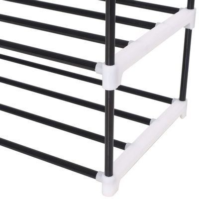 vidaXL Shoe Rack with 4 Shelves Metal and Plastic Black