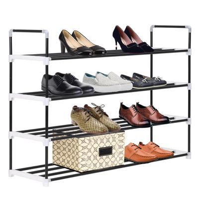 vidaXL Shoe Rack with 4 Shelves Metal and Plastic Black