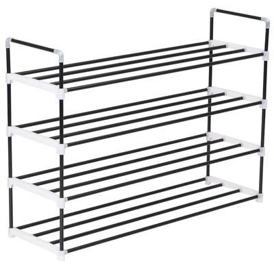 vidaXL Shoe Rack with 4 Shelves Metal and Plastic Black