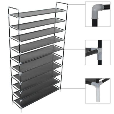 Buy vidaXL Shoe Rack with 10 Shelves Metal and Non woven Fabric Black Online Danube Home UAE