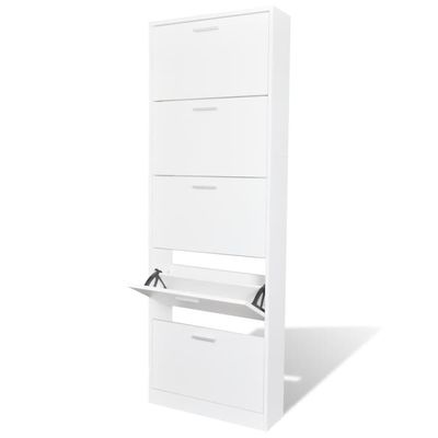 vidaXL White Wooden Shoe Cabinet with 5 Compartments