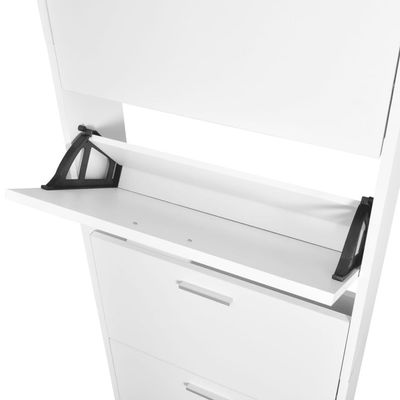 vidaXL White Wooden Shoe Cabinet with 5 Compartments