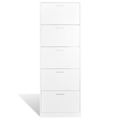 vidaXL White Wooden Shoe Cabinet with 5 Compartments