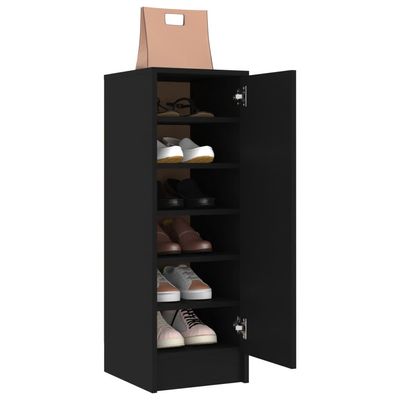 vidaXL Shoe Cabinet Black 32x35x92 cm Engineered Wood