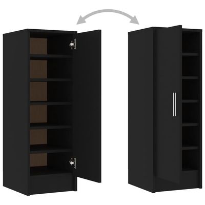 vidaXL Shoe Cabinet Black 32x35x92 cm Engineered Wood