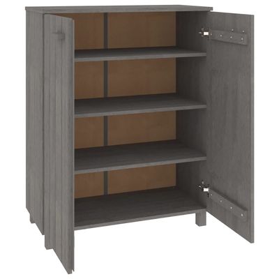 vidaXL Shoe Cabinet HAMAR Light Grey 85x40x108 cm Solid Wood Pine