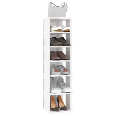 vidaXL Shoe Cabinet High Gloss White 27.5x27x102 cm Engineered Wood