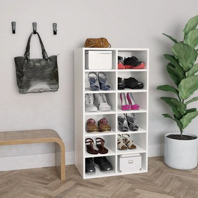 vidaXL Shoe Rack White 54x34x100.5 cm Engineered Wood