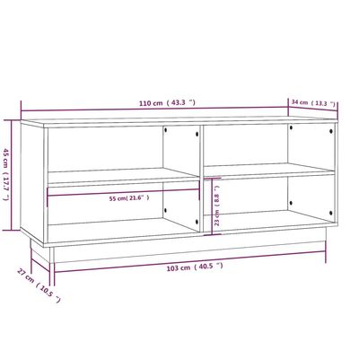 vidaXL Shoe Cabinet 110x34x45 cm Solid Wood Pine