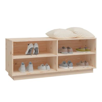 vidaXL Shoe Cabinet 110x34x45 cm Solid Wood Pine