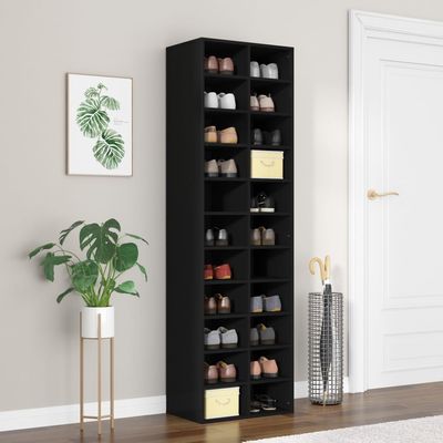 vidaXL Shoe Cabinet Black 54x34x183 cm Engineered Wood