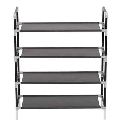 vidaXL Shoe Rack with 4 Shelves Metal and Non-woven Fabric Black