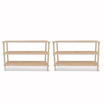 vidaXL 3-Tier Shoe Racks 2 pcs Solid Fir Wood