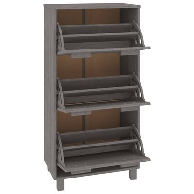 vidaXL Shoe Cabinet HAMAR Light Grey 59.5x35x117 cm Solid Wood Pine